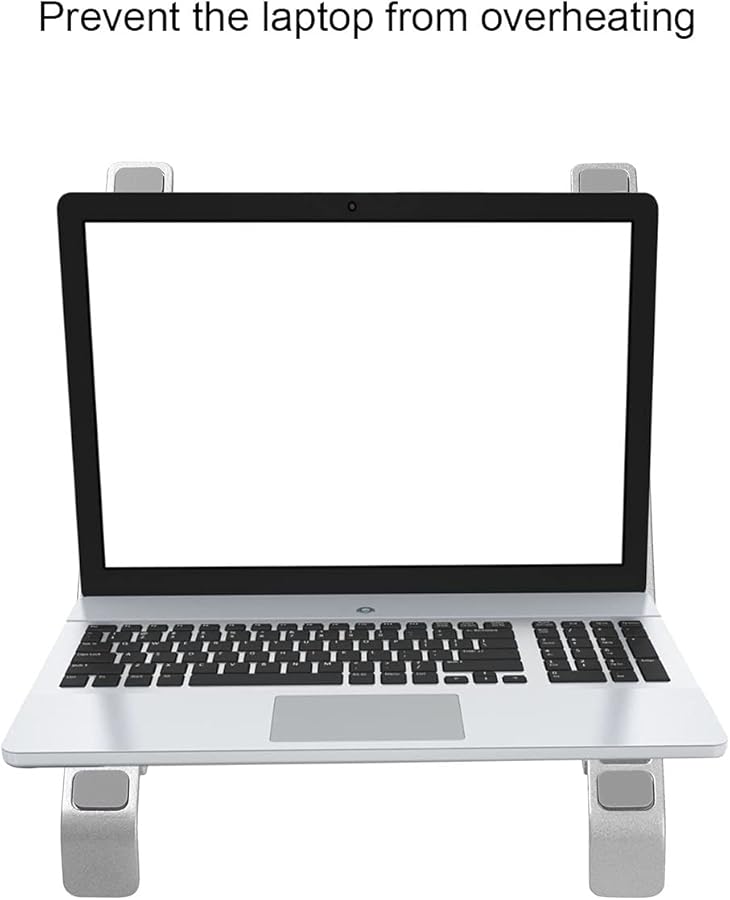 Silver Foldable Aluminum Laptop Stand Portable Adjustable Computer Riser with Cooling Ventilation - Image 3